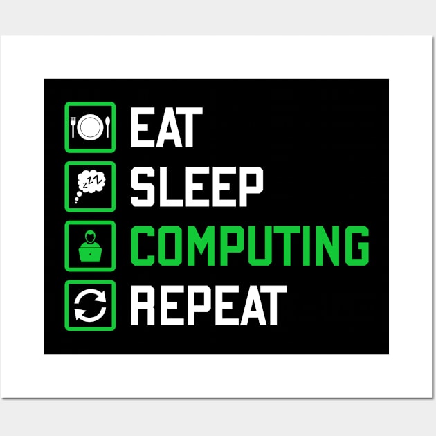 Eat sleep computing repeat Wall Art by aldyfmsh